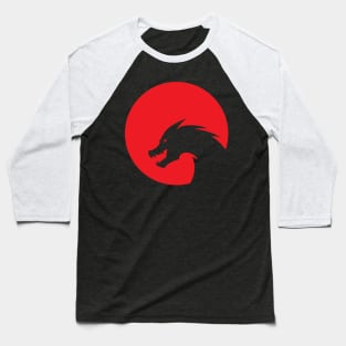 Dragon Head Silhouette Red Gradient Color Baseball T-Shirt